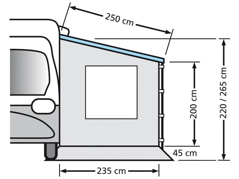 Eurotrail Zijwand Cassetteluifel Met Raam 220 2 Eurotrail Zijwand Cassetteluifel Met Raam 220 - Afbeelding 2